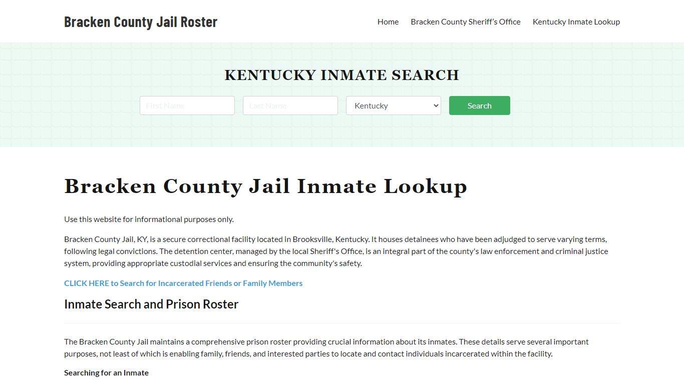 Bracken County Jail Roster Lookup, KY, Inmate Search