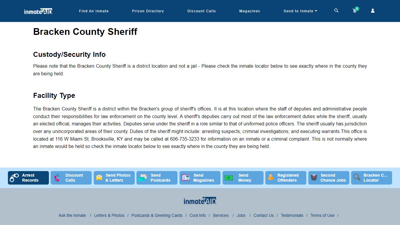 Bracken County Sheriff - InmateAid