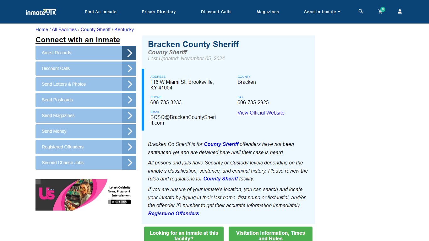 Bracken County Sheriff - Arrests Warrants - InmateAid