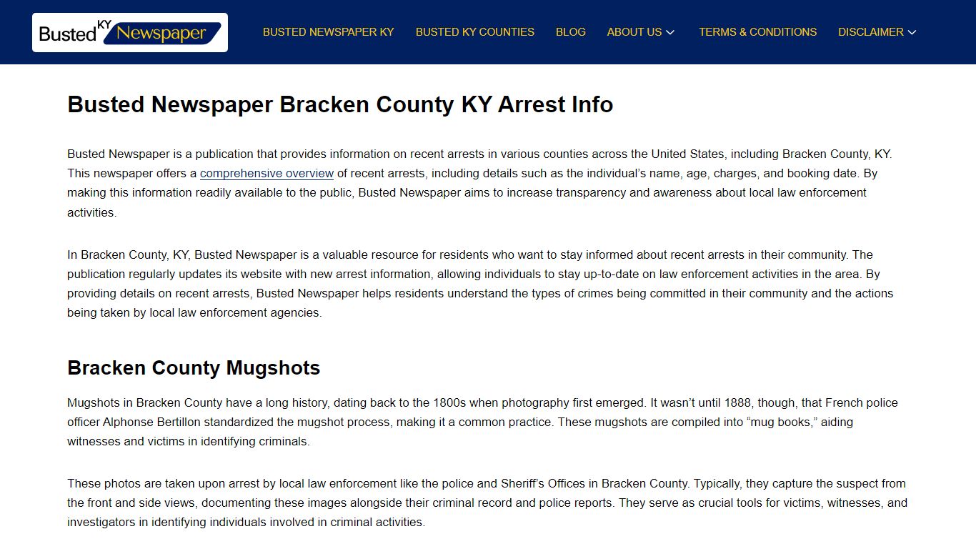 Busted Newspaper Bracken County KY Arrest Info